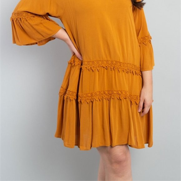 Boho style Camel color dress - Picture 2 of 11